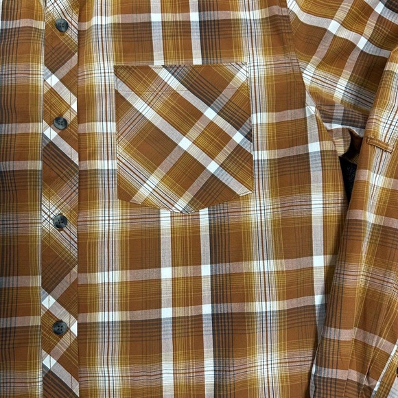 Magellan Outdoors Shirt Men Large‎ Orange Brown Plaid Fishing Hiking Long Sleeve - Picture 3 of 8
